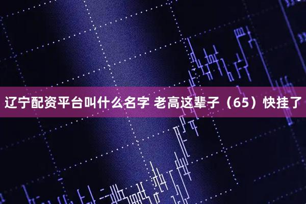 辽宁配资平台叫什么名字 老高这辈子（65）快挂了