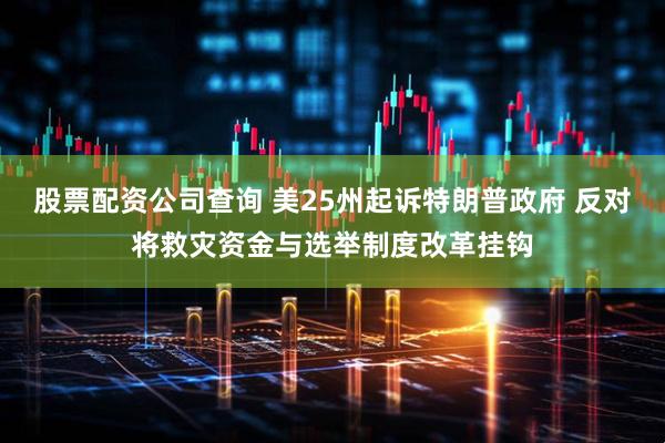 股票配资公司查询 美25州起诉特朗普政府 反对将救灾资金与选举制度改革挂钩